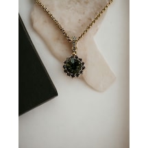 Black Diamond Kristal Taşlı Güneş Figür Kolye Gri