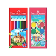 Faber Castell Kuru Boya 12 Li Tam Boy - Sulu Boya 12 Li - 2 Li Set 12renk