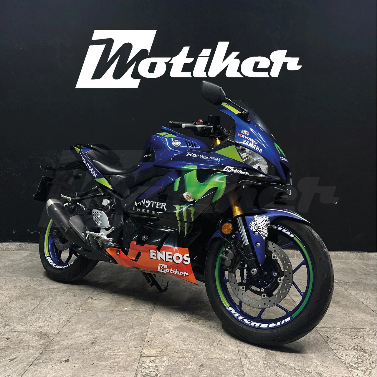 Yamaha R25 2019-2024 Sticker Kaplama Movistar Takım Sticker Etike