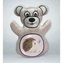 Bk Gift Sevimli Kirpi Tasarımlı Krem Ayıcık Yastık-1