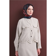 Armine Saf İpek Twill Eşarp 9615d 80 Antrasit Gül Kurusu