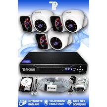 Picam 6 Kameralı Kare 3 İç Kamera Set 500 GB HDD Full HD Gece Görüşlü Güvenlik Kamerası Sistemi