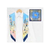 Deserto Fashion Gala Serisi Saten Polyemid Eşarp - Özel Günler İçin Göz Alıcı Parlaklık 90x90-1838 Çok Renkli
