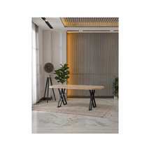 Nesa 90x170 Mdf X Ayak Masa Yemek Masası/mutfak Masası Traverten Traverten