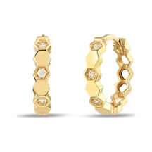 Debora Jewelry 14 Ayar Altın Zirkon Taşlı Halka Küpe