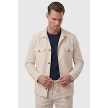 Rizzup Bej Slim Fit Gofre Dokulu Yazlık Spor Takım Elbise Yarım Astarlı Likralı 2 Li Kombin 2604007