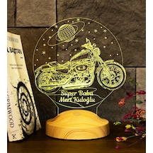 Babalar Günü Hediyesi, Süper Baba, Chopper Motorsiklet, Motor Hayranı Babaya Hediye 3 Boyutlu, 3D Led Lamba