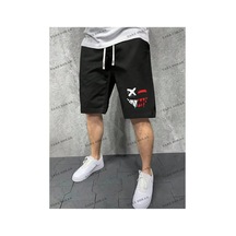Tarzsokak Y2k Unisex Yaz Şort Bermuda Harajuka Anime Retro Kod-11479 Siyah