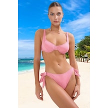 Ersefa Tasarım Bikini Takımı Şık Detaylı Esnek Kumaş Premium Kalite Hızl Pembe