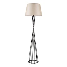 Retro Siyah Metal Rustik Köşe Lambası Lambader Krem Başlık 45 Cm
