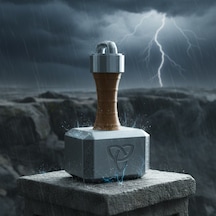 Marvel Thor'un Çekici Mjolnir 3d Dekoratif Obje - Gümüş Ve Kahverengi Masaüstü Biblo 14,5 X 7,3 Cm