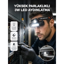 Mey İthalat Kamp Ve Doğa İçin Şarjlı Led Baş Feneri - Mıknatıslı, Su Geçirmez
