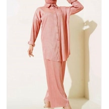 Lovie Moda Kadın Saten Görünümlü Fitilli İkili Takım Pembe Lovie Moda Kadın Saten Görünümlü Fitilli İkili Takım Pembe