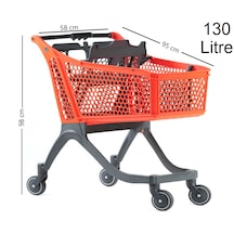 130 Litre Kartal Plastik Market Alışveriş Arabası Turuncu / En:58 Boy:95 Yükseklik:98 Cm