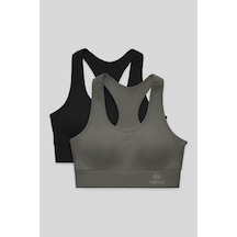 Tommylife Slim Fit U Yaka 2li Paket Siyah-çağla Kadın Spor Büstiyer - 97120 Siyah