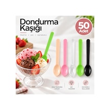 Dondurma Kaşığı Dalgalı Renkli 50 Adet Tek Kullanımlık Plastik Dondurma Kaşığı - 920885313