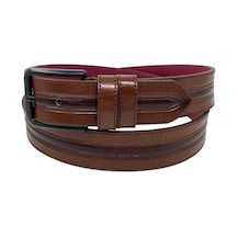 Süzer Deri Kahverengi Suni Deri Ortası Desenli Model 4 Cm.lik Spor Kemer - 9013-52-22rl Kahverengi