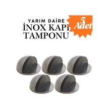 5 Adet İnox Yarım Daire Yapışkanlı Kapı Tamponu Kapı Stoperi Metal Kapı Stopu Durdurucu