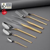 Jumbo 5100 Quartz Mat Altın 12 Kişilik 84 Parça Çatal Kaşık Bıçak Takımı Mat Altın