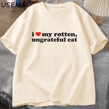 Flood Of Style Ben Çürümüş Rotten Kedi T-shirt Erkek Giysileri Seviyorum Komik Sevimli Meme Kedi T Shirt Yaz Haki