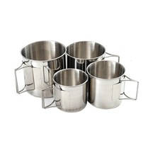 Pazly Cbtx 4'lü Açık Bardak Seti, 304 Paslanmaz Çelik, Katlanır Kase, Taşınabilir Küçük Boy Gümüş