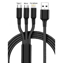Samsung J4 / J4+ Plus / J6 / J6+ Plus Uyumlu Şarj Kablosu Micro Usb 3 İn 1 -