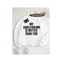 Tarzsokak Biskilet Yaka Sweatshirt Beyaz My Girlfriend Özel Tasarım