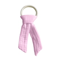 Pamuk Muslin Bebek Diş Kaşıyıcı Yıkanabilir Ahşap Pembe