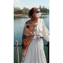 Qalortex Scarf Pamuklu Rosaly Desen Şal-mint/orange