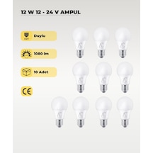 12w 12-24v Ampul 6500k - Beyaz Işık - E-27 Duy - 10 Adet Beyaz