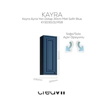 Creavit Kayra Ayna Yan Dolabı 30cm Mat Safire Blue Mavi