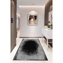Siyah Modern Klasik Kaymaz Tabanlı Dekoratif Halı Ar371n11