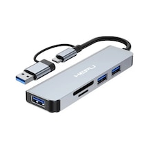 Taplın Usb C Hub 5 In 1 Alüminyum Type C Hub Multiport Adaptör Sd Tf Kart Okuyucu 5 Port Type C