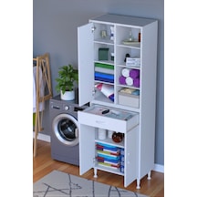 Eliusta Funci Beyaz Renk G:65 Cm Banyo Dolabı 3 Kapaklı 7 Raflı Dolap 65x173x32,5 Cm Boyutlarında Dolap Beyaz