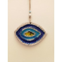 Seramik Mini Göz Nazarlık Dekoratif Duvar Süsü 11X14 Cm