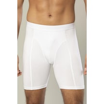 Erdem Beyaz Pamuk Elastan Uzun Boxer 1416 Beyaz