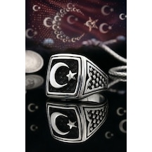 Ay Yıldızlı - Ay Yıldız 925 Ayar Gümüş Yüzük 902695