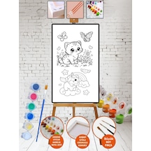 Kanvas Kedi Boyama 15x30 Tuval Boya Seti Çocuk Hobi