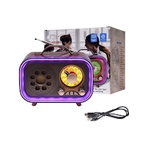 Mini Nostaljik Radyo Rgb Led Işıklı Bluetooth Hoparlörsd Kart Usb Girişli Şarjlı Speaker