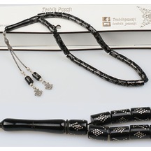 Gümüş İşleme Kesme Taneli Erzurum Oltu Taşı Tesbih (7 x