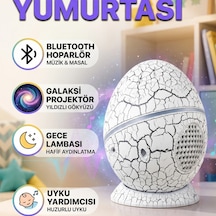 Dinozor Yumurta Tasarımlı Bluetooth Galaksi Yıldız Projektör Gece Lambası Ve Uyku Yardımcısı Renkli