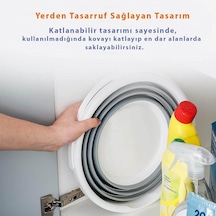 12 Litre Katlanabilir Kova Akordiyon Tasarımlı Katlanır Temizlik Ve Araç Yıkama Kovası, Gri Renk, Bebek Yıkam Çok Renkli