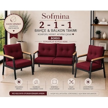 Balkon Ve Bahçe Takımı Cafe Oturma Grubu 2+1+1 Konforlu Lotus Serisi Bordo