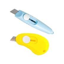 2 Adet Çelik Bıçaklı Mini Tekli Falçata Maket Bıçağı, 2 Farklı Model Portatif Küçük Falçata