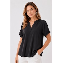 Fashion Friends Kısa Kollu Siyah Kadın Bluz 26y0209k1