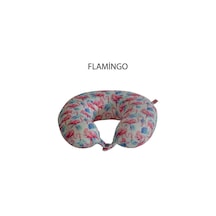 Colorful Ortopedik Seyahat Yastığı Visco Boyun Yastığı - Flamingo