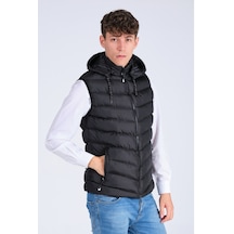 Everest Unısex Kapüşonlu Şişme Yelek Siyah