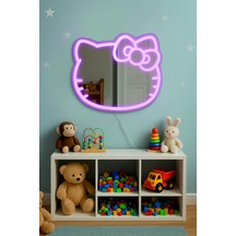 Digital Hayat Hello Kitty Pembe Led Işıklı Çocuk Odası Aynası 60x50 Cm Dekoratif Pembe Işıklı Gece Lambası Ve Ayna Pembe
