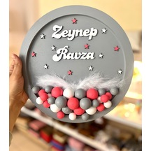 Kız Bebek Kapı Süsü-pembe Balonlu Kapı Süsü-bubble Kapı Süsü Gri