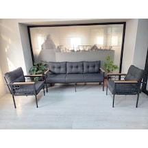 İnci Balkon-bahçe-kafe-çay Seti-koltuk Oturma Takımı-oturma Grubu Çstakımlazer Antrasit Siyah Antrasit - Siyah